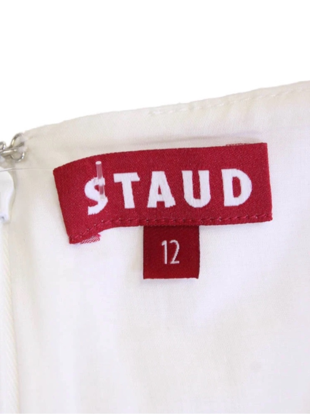 NWT Staud “Elio” White Off Shoulder Mini Dress - Sz 12 - Picture 10 of 11